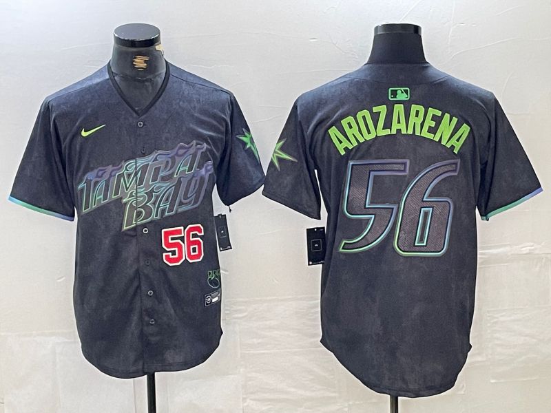 Men Tampa Bay Rays #56 Randy Arozarena Nike MLB Limited City Connect Black 2024 Jersey style 3